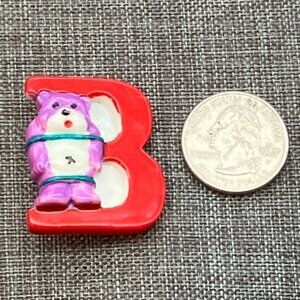 Letter B Bear Pin Brooch 1.5 In Nursery 80s Acrylic Girls Juvenile Womens Spring